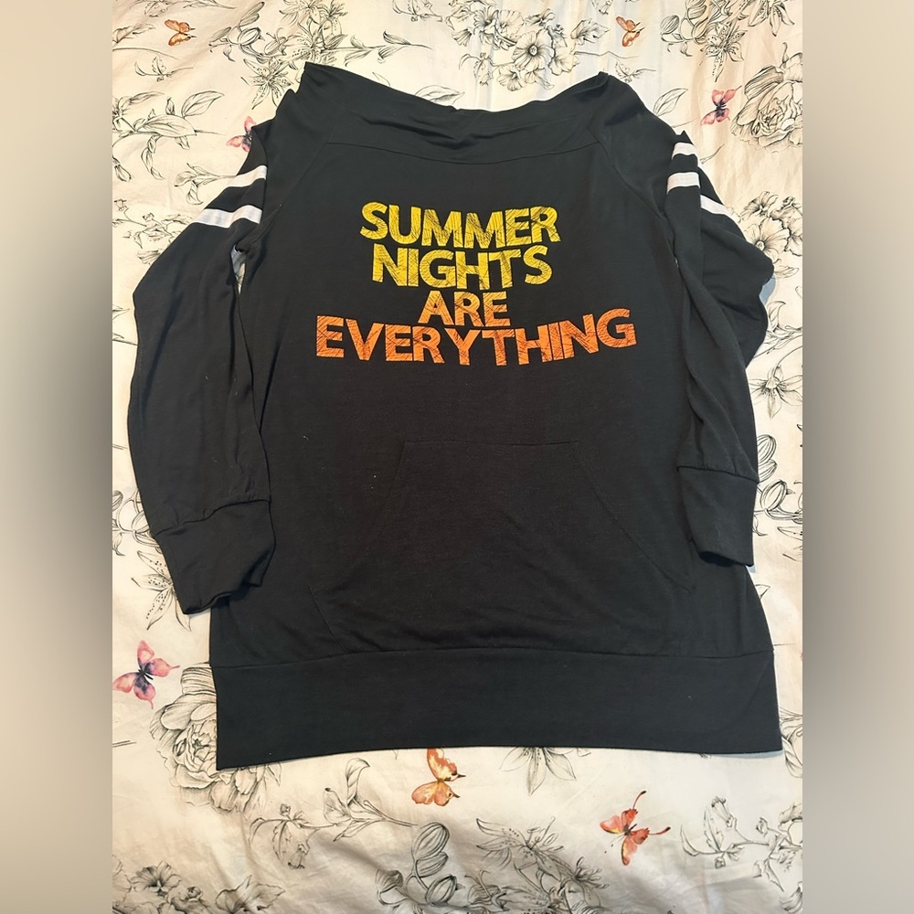Black Long Sleeve Tee with Graphic Print